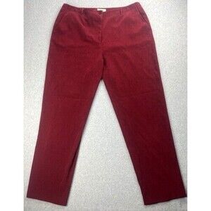 Talbots Pants Womens 18 Red Stretch Velour Straight Fit Trousers Office Comfort